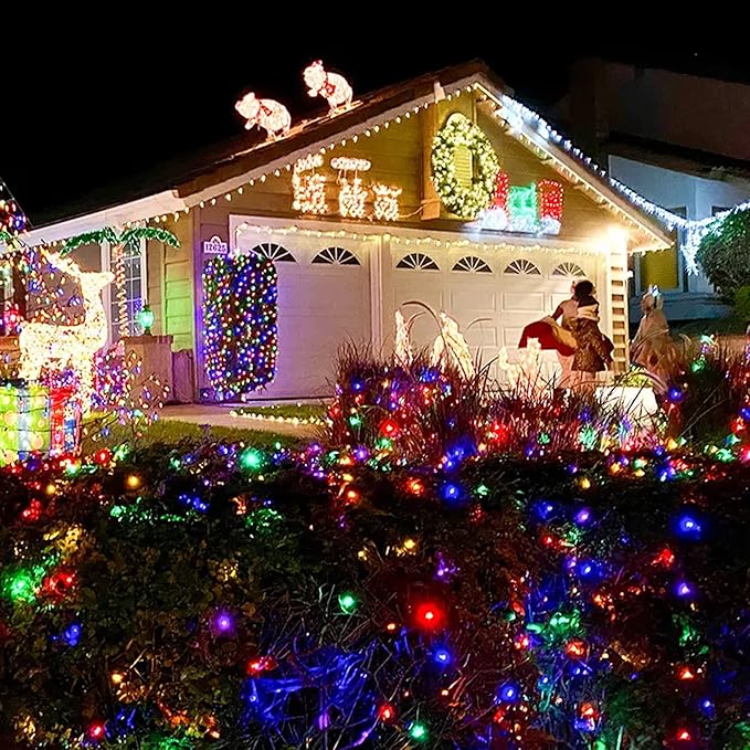 Multi Colored Christmas Lights, 2 Pack Total 40FT 200 Count Incandescent Christmas Mini Tree String Lights, Waterproof Christmas Decorations for Outdoor Indoor Xmas Home Party Garden Yard Decor