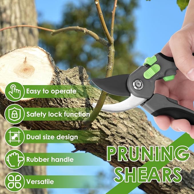 2 Pcs Pruning Shear Sturdy Steel Hand Pruner with Ergonomic Handle Efficient Gardening Shear Versatile Garden Pruner for Men Women Gardener