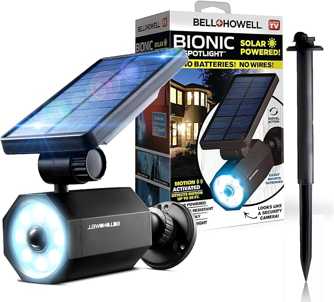 Bell+Howell Bionic Spotlight Motion Solar Spot Lights Outdoor Waterproof, Landscape Light, Outdoor Solar Yard Lighting Weather Resistant, Super Bright LED Lights, for Garden, Lawn As Seen On TV
