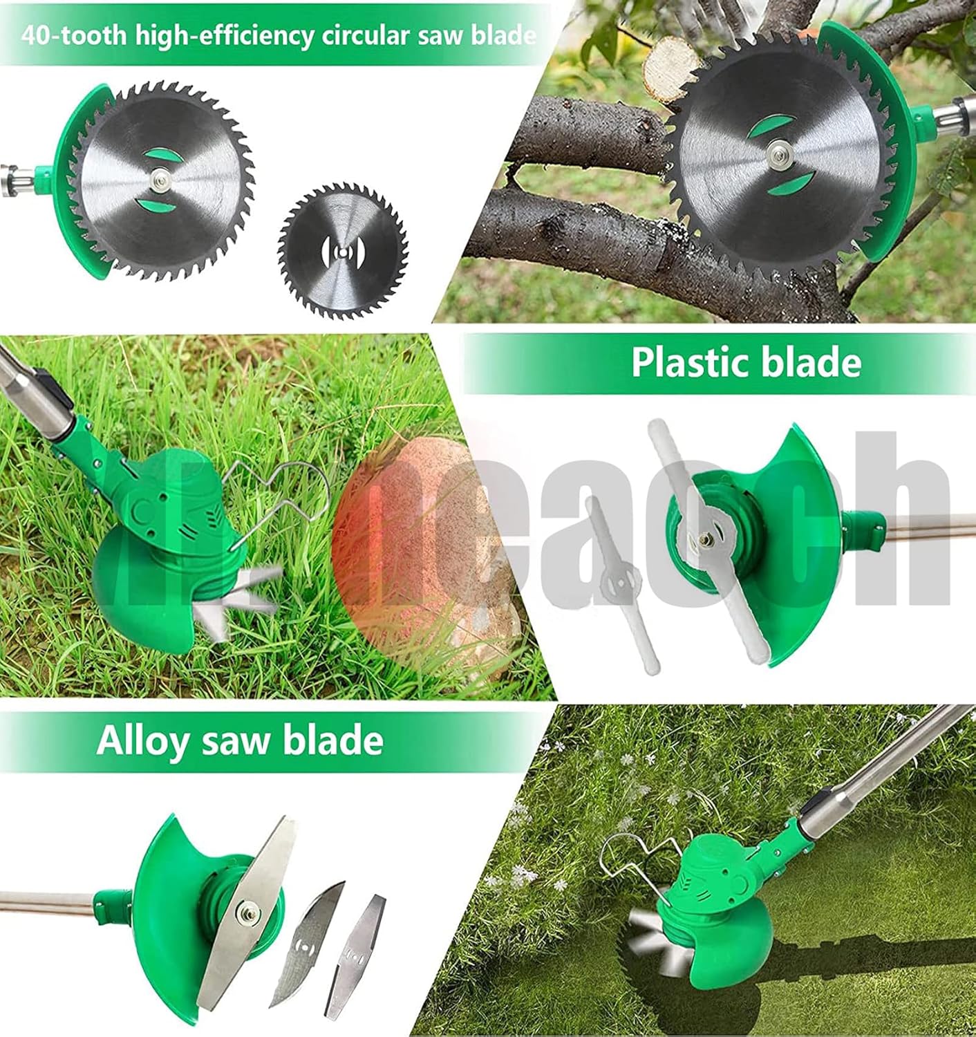 24V Electric Weed Wacker, Electric Cordless Weed Wacker Grass Trimmer Cordless with 2Pcs 2.0Ah Battery and Fast Charger, 10x Nylon Cutting Disc, 2 Types of Metal Cutting Disc