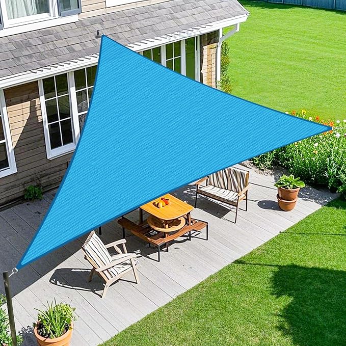 Amagenix Sun Shade Sail 9'X12'X15' Curved Edge Outdoor Shade Canopy Turquoise Mixed Breathable 95% UV Block Shade Cloth for Patio Garden Backyard (We Make Custom Size)