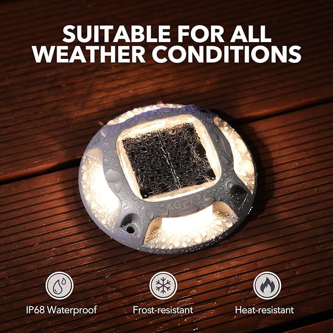 AGPTEK Solar Driveway Lights Outdoor 16 Pack, 2 Color Modes LED Deck Dock Marine Waterproof Driveway Marker Lights for Step Sidewalk Stair Garden Pathway Walkway Yard (Warm White/Cool White)