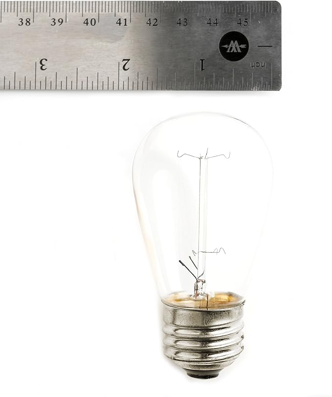 Hometown Evolution, Inc. E26 Commercial String Lights with 16 Gauge Wire (50 Foot 25 Socket, S14 Lantern Edison 11 Watt Bulbs)