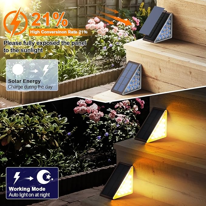 Solar Step Lights for Outside, Waterproof IP67, Outdoor 12 Pack, Solar LED Step Lights for Stair, Deck, Patio, Garden