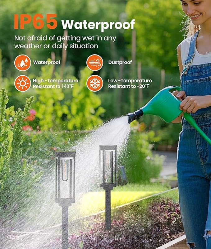 Solar Pathway Lights Outdoor,6 Pack Solar Lights Outdoor, IP65 Waterproof Auto On/Off Solar Garden Lights Solar Powered Landscape Lighting for Yard Walkway Driveway Pathway