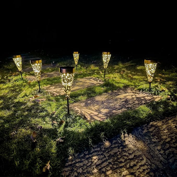 6-Pack Dragonfly Outdoor Decor Solar Pathway Lights, Metal Landscape Lighting for Garden, Lawn, Yard, Patio, Backyard, Pathway, Walkway – gifts for Mother, Women, Men, Grandmother, Grandfather