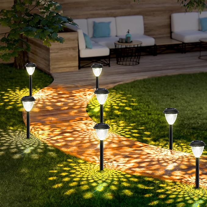GOODFOEVER Solar Pathway Lights Outdoor, 16 Pack Solar Powered Garden Lights Waterproof, Auto On/Off Solar Yard Light for Lawn Patio Walkway Driveway Decor Landscape Lighting