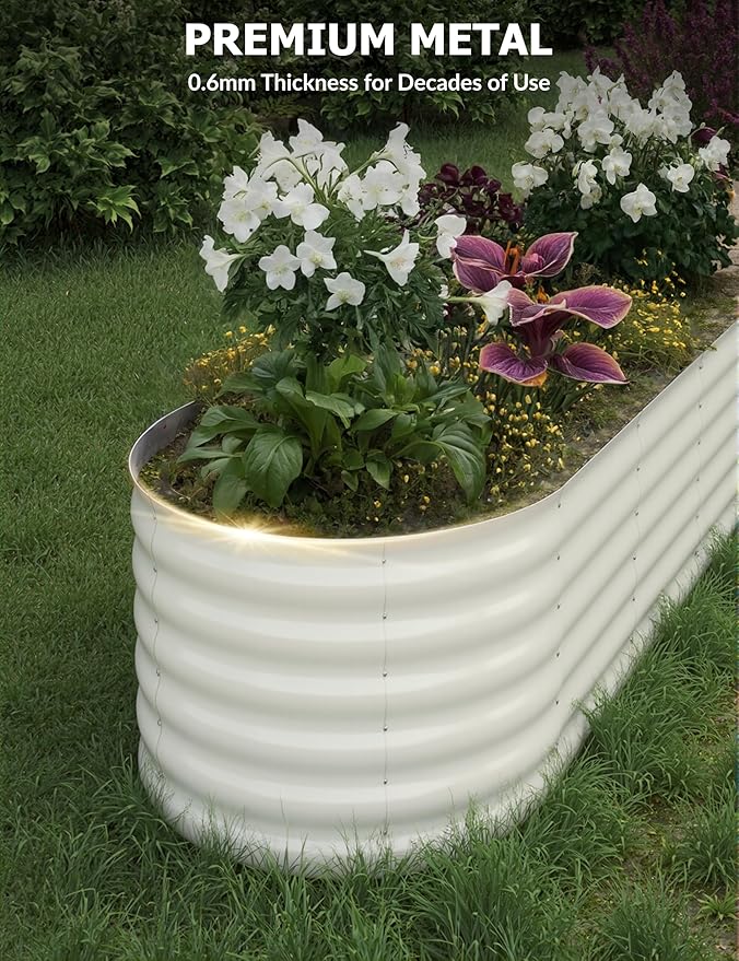 8x2x1.5ft Raised Garden Bed,Galvanized Raised Planter Boxes Outdoor with Easy Assembly, Large Garden Bed for Vegetables, Fruits, Flower,Raised Garden Bed,Beige