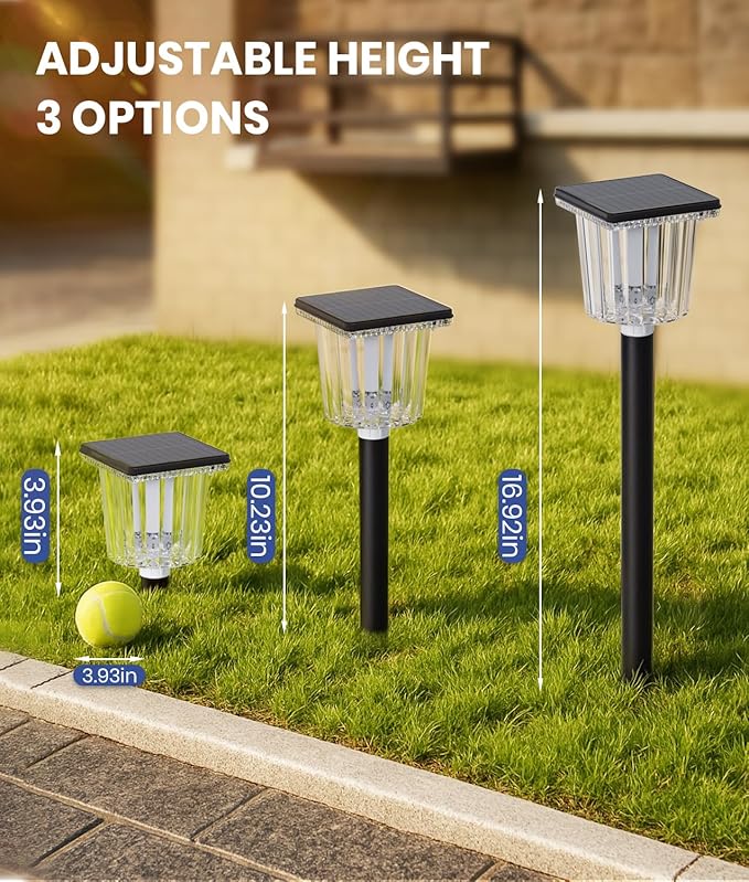 Super Bright Solar Pathway Lights Outdoor Powered,Adjustable Warm&Cool White,Waterproof IP65 Garden Decor Landscape Lighting Outside for Yard/Patio/Walkway/Driveway/Landscape (Obsidian Black, 2 Pack)
