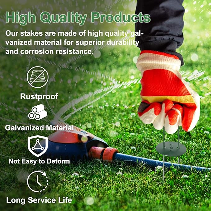 50Pcs U-Type Turf Staples for Artificial Grass + 50Pcs Buffer Washer, 6 Inch Garden Stakes Galvanized Landscape Staples, Proof Sod Pins Stakes for Securing Yard Fences Weed Barrier Cords Tents Tarps