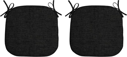 Arden Indoor/Outdoor Foam Seat Pad, 2 Pack, 17 x 16, Patio Cushion, Water Repellent, Fade Resistant, Foam Cushion Black Leala