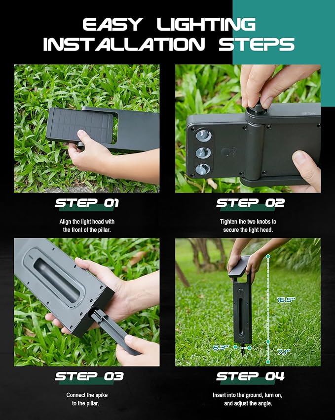 2 Pack Solar Lights Outdoor, 3 Color Temperature Solar Pathway Lights, 360 Degree Adjustable, IP65 Yard & Walkway Lighting - Ideal for Garden, Driveway Decor, YL4079-2