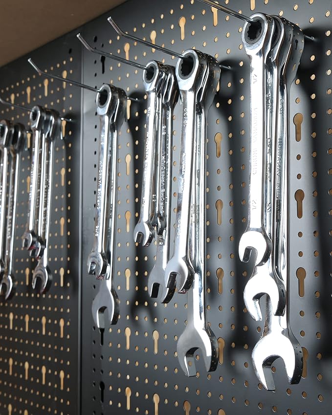 48inch Workbench with Peg Board, Multipurpose Tool Organizer and Work Bench with Double Storage Platform, Workbench in Garage Workshop (48" x 24" x 61")