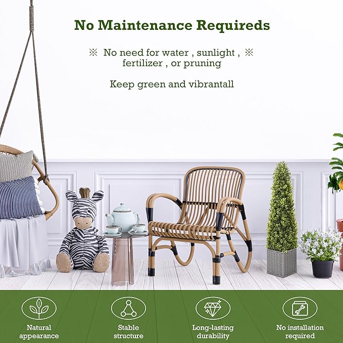 48 Inch Artificial Boxwood Outdoor Topiary Tree Set of 2, 4FT Potted Boxwood Tree Cone Topiary Artificial Plant Shrub for Front Porch Home Office Decor…