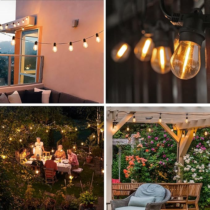 S14 Replacement LED Light Bulbs, Shatterproof & Waterproof 1W S14 LED Bulbs, E26 Base Patio Edison LED Light Bulbs for Outdoor String Lights , Warm White 2200K Plastic 70ML Non-Dimmable 48 Pack