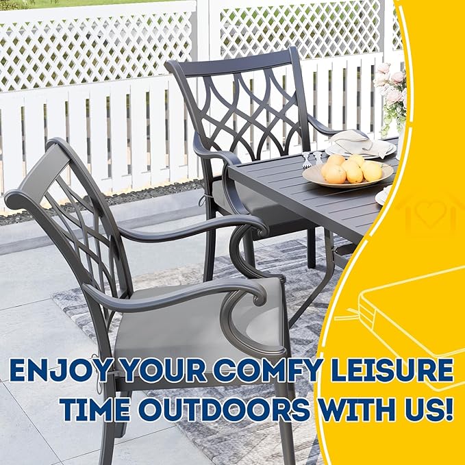 AAAAAcessories Outdoor Seat Cushions for Chairs, Waterproof, Fade-Resistant Patio Furniture Replacement Cushions, 19" x 19" x 3", Set of 2, Gray