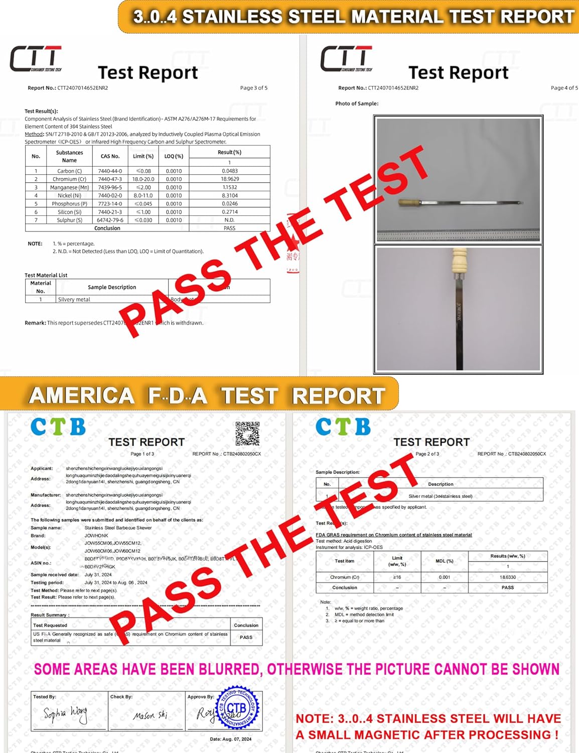 23.5" Long 304 Stainless Steel Skewers for Kabobs with Wood Handle,Heavy Duty Wide Flat Metal Kebab Skewer,Kabob Skewers for Grilling,BBQ Barbecue Skewer Reusable for Outdoor Grill（6 PCS）