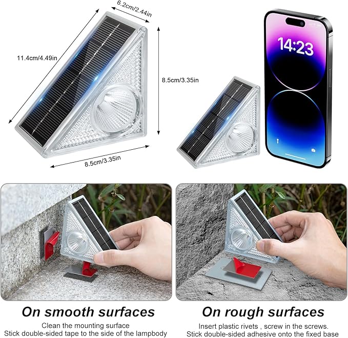 Ellasay Stair Lights Outdoor 16 Pack,10 Color Modes Solar Step Lights for Outside, Waterproof IP65 Solar Lights for Garden Stair,Patio,Deck,Yard,Front Step, Front Porch Decor