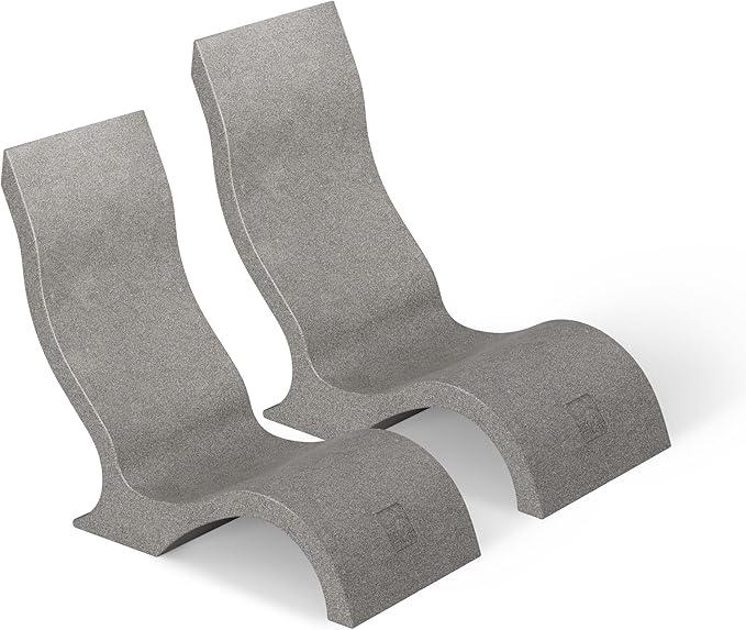 Ledge Lounger - Signature Chair - Inside Pool & Sun Shelf Lounge Chair - Designed for Shallow Shelves Up to 9” - Compatible with All Pool Types - Poolside & Sun Deck Tanning - Set of 2 - Sandstone