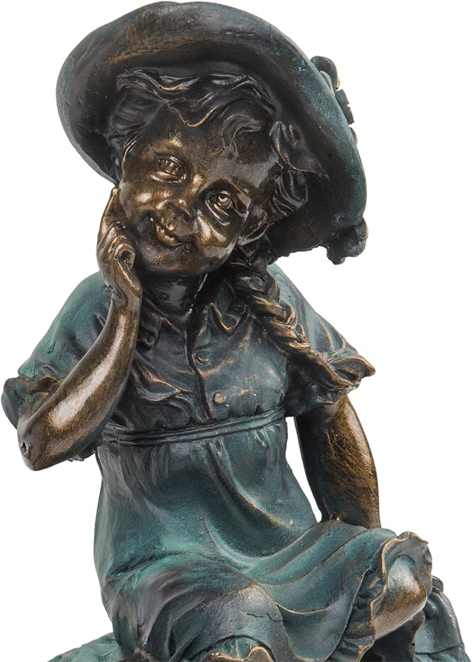 Alpine Corporation 14" Tall Indoor/Outdoor Girl and Boy Playing on Teeter Totter Statue Yard Art Decoration