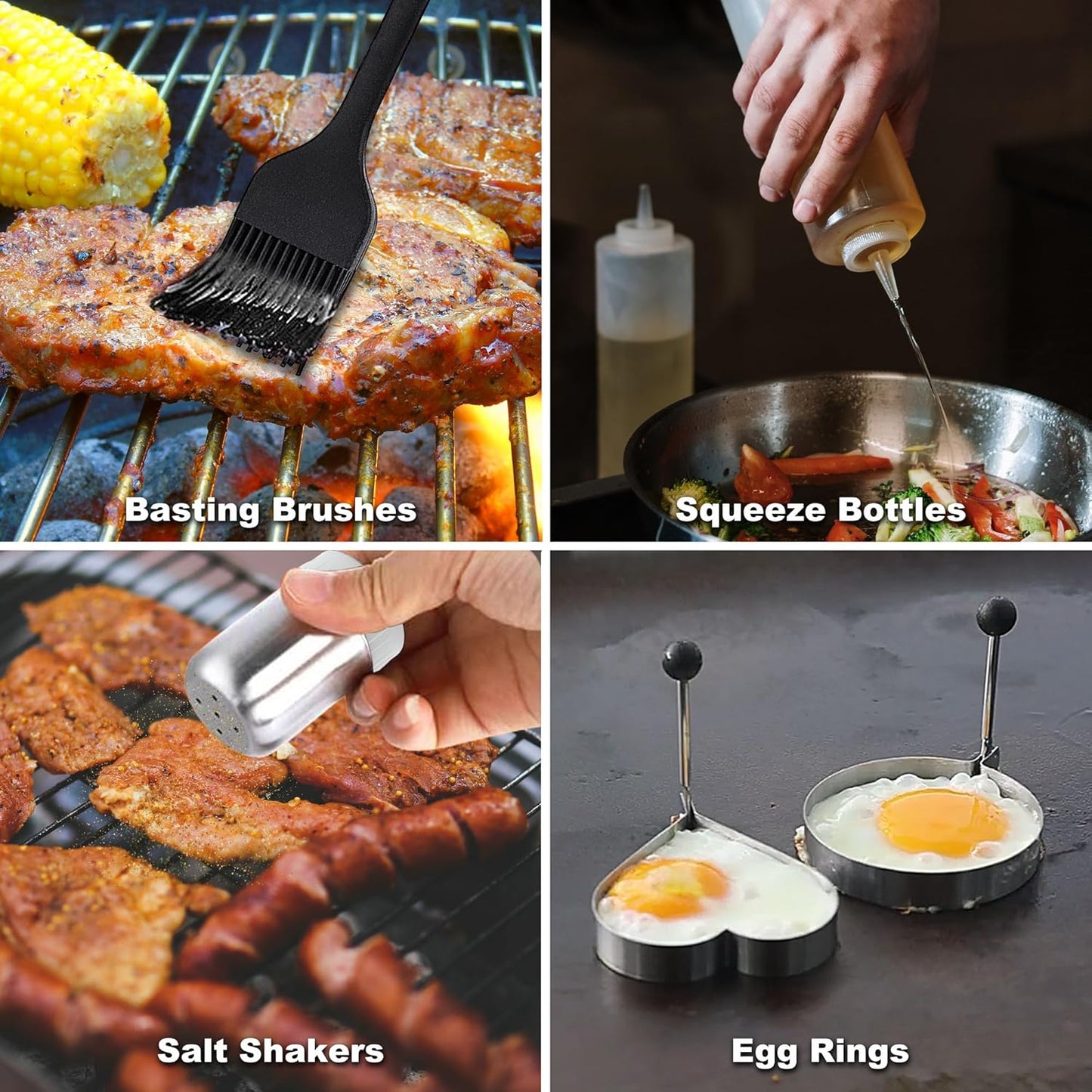 ROMANTICIST 19PCS Griddle Accessories Set - Flat Top Teppanyaki Spatula Set with Scraper, Basting Cover for Camp Chef- Home Cooking Griddle and Outdoor BBQ Gifts for Christmas