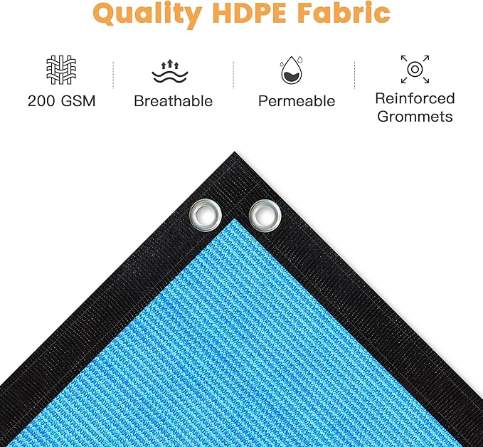 VICLLAX Shade Fabric Sun Shade Cloth with Every 2 FT Grommets for Patio Garden Pergola Cover Canopy 3x9 FT, Mixed Turquoise