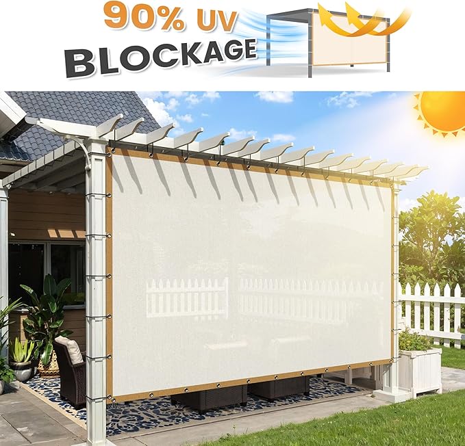 VICLLAX Shade Fabric Sun Shade Cloth with Every 2 FT Grommets for Patio Garden Pergola Cover Canopy 4x9 FT, Cream
