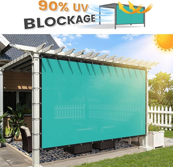 VICLLAX Shade Fabric Sun Shade Cloth with Every 2 FT Grommets for Patio Garden Pergola Cover Canopy 3x17 FT, Turquoise