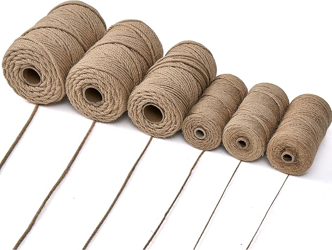 Natural Jute Twine,328 Feet 1/4 inch Hemp Twine Rope for Gift Wrapping Craft Plant Garden Christmas Handmade Arts Decoration Packing String Home Decor