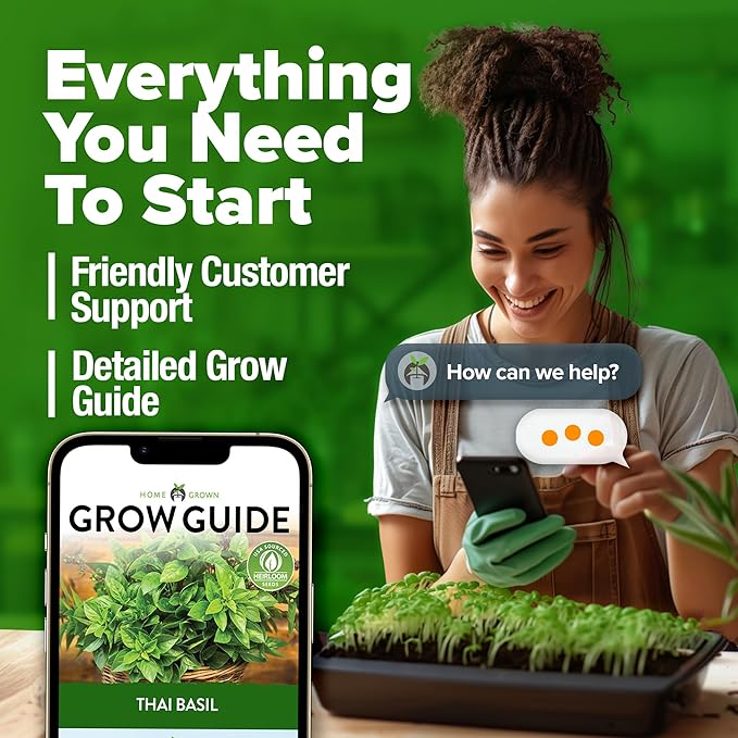 HOME GROWN Thai Basil Seeds Pack - 876 High Germination 𝗡𝗢𝗡-𝗚𝗠𝗢 𝗨𝗦𝗔 Heirloom Herb Seeds for Planting,Ideal for Growing Fresh Basil Planting Indoor or Outdoor(Ocimum basilicum var.thyrsiflora)