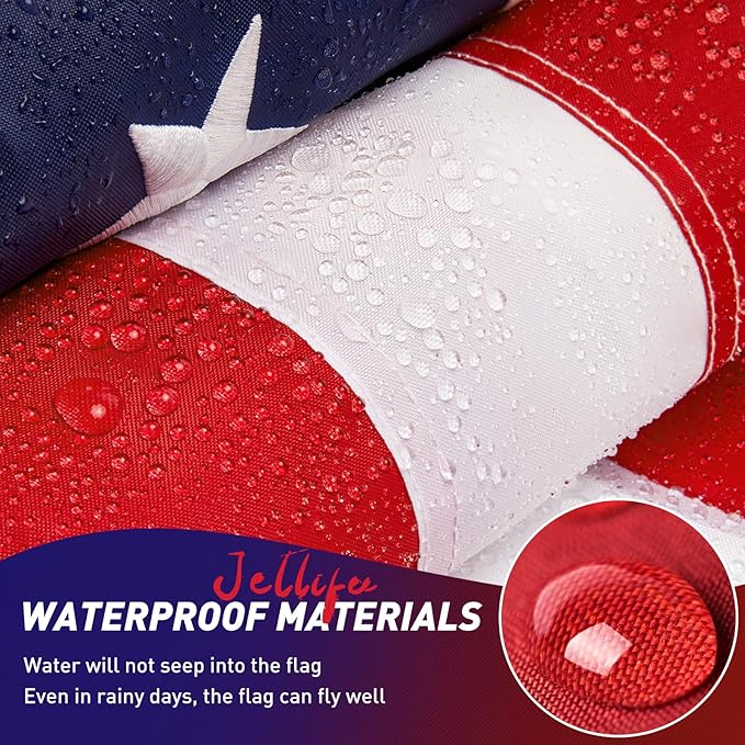 American Flag 3x5 Outdoor, 210D 3x5 Flags Outside, Heavy Duty Spun Nylon USA Flag, All Weather US Flags with Embroidered Stars Sewn Stripes Brass Grommets, Vivid Color for Outdoor Indoor (3 by 5 Foot)