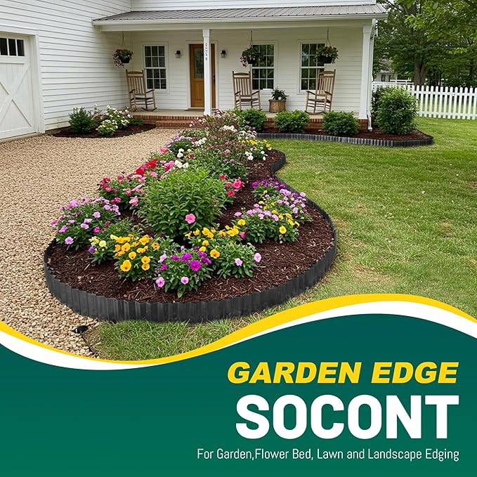 Corrugated Metal Garden Edging, 6"×40Ft Durable Landscape Border for Garden, Lawn, Flower Beds and Paver Edging (Black)