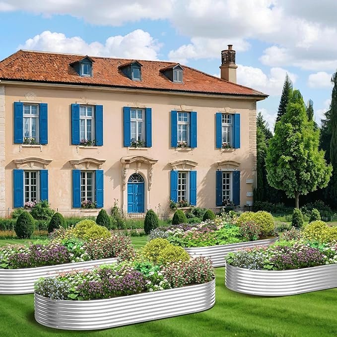 4 Pack 6x3FT Galvanized Raised Garden Bed Outdoor,Metal Garden Bed for Vegetables,Steel Raised Beds for Gardening,Above Ground Garden Box for Flower-ZXY