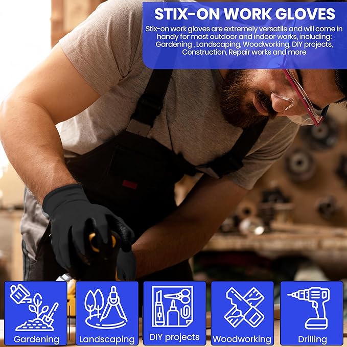 10 OR 20 Pairs Work Gloves–Heavy Duty Rubber Coated Safety Work Gloves–Multipurpose Gloves