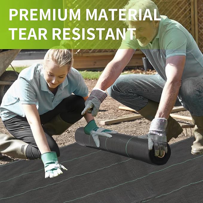 3x100ft 3.2OZ,Weed Barrier Landscape Fabric Heavy Duty, Woven Weed Control Fabric, High Permeability Good for Flower Bed, Geotextile Fabric Underlayment, Driveway (4ft*100ft)