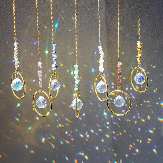 7PCS Crystal Suncatchers Rainbow Maker Healing Crystals for Window Prism Balls Indoor Outdoor Hanging Ornament Pendant Decor for Home, Garden, Wedding, Christmas