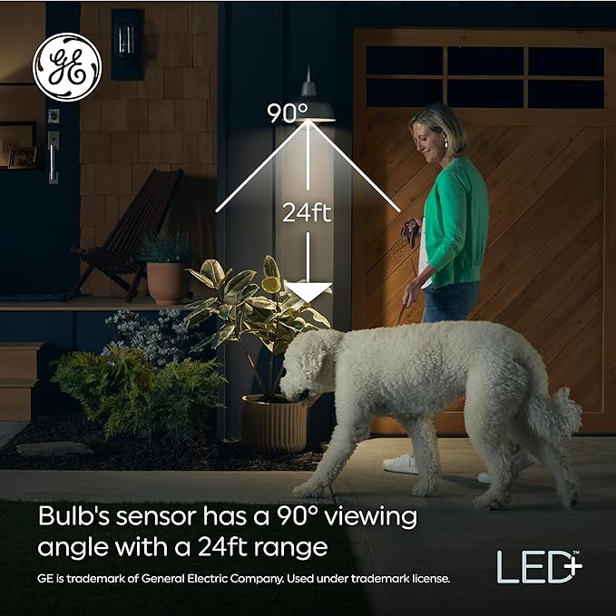 GE LED+ Motion Sensor Fixture, 20W, Flush Mount Ceiling Light with Motion Sensor, Security Light, Soft White