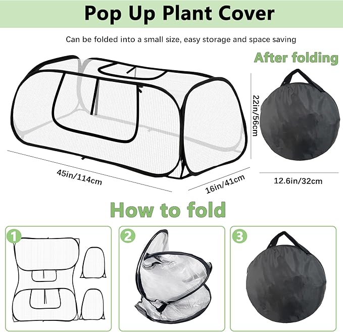 45"*22"*16"Garden Plant Covers with Two Air Hole and Breathable Mesh for Raised Beds, Accelerator Plants Cover, Mini Greenhouse Cover, Frost Cover for Plant Vegetable Seedling Protector 1PCS