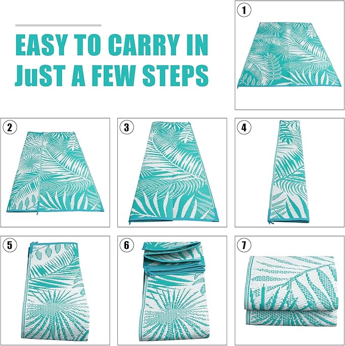 HiiARug Outdoor Rug 6x9Ft Waterproof for Patios Clearance, Reversible Plastic Straw Patio Mat Large Area Rugs RV Mats for Outside Trailers Campers Porch Deck Beach Backyard ﻿