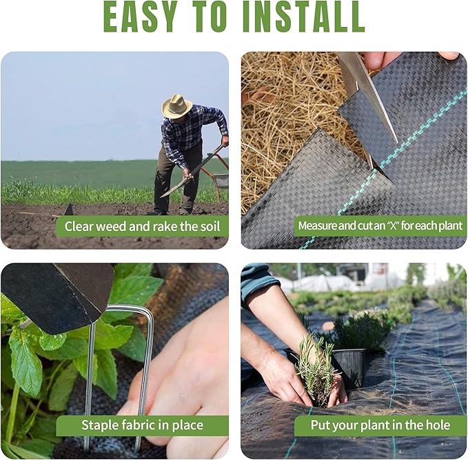 6.5ftx300ft Weed Barrier Landscape Fabric Heavy Duty, Premiun 3oz Garden Geotextile Fabric, Outdoor Weed Blocker Landscaping Fabric, for Driveway Mats, Erosion Control, Ground Cover Weed Barrier