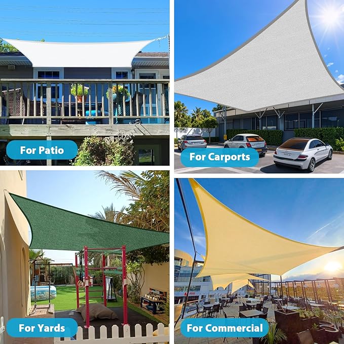 Amagenix Sun Shade Sail 5'X10' Curved Edge Outdoor Shade Canopy Turquoise Mixed Breathable 95% UV Block Shade Cloth for Patio Garden Backyard (We Make Custom Size)