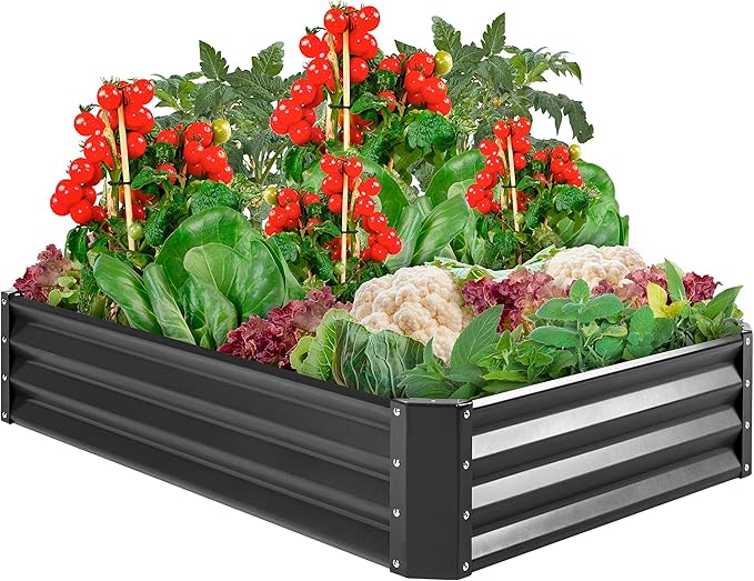 Best Choice Products 6x3x1ft Outdoor Metal Raised Garden Bed Box Vegetable Planter for Vegetables, Flowers, Herbs, and Succulents - Dark Gray