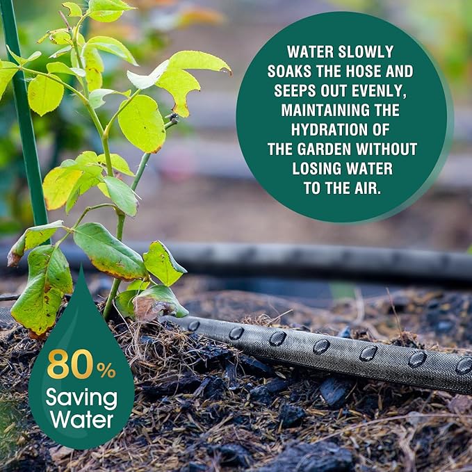 Soaker Hose 15ft for Garden Beds, Drip Irrigation Hose Saves 80% Water, Leak Proof Sprinkler Hose For Garden, Lawn, Flower Bed, Vegetable Field (15FT)