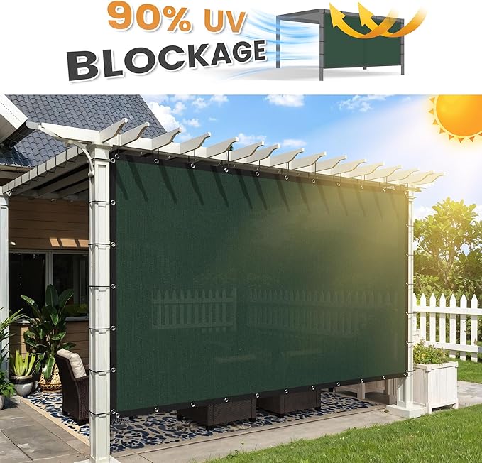 VICLLAX Shade Fabric Sun Shade Cloth with Every 2 FT Grommets for Patio Garden Pergola Cover Canopy 11x14 FT, Dark Green