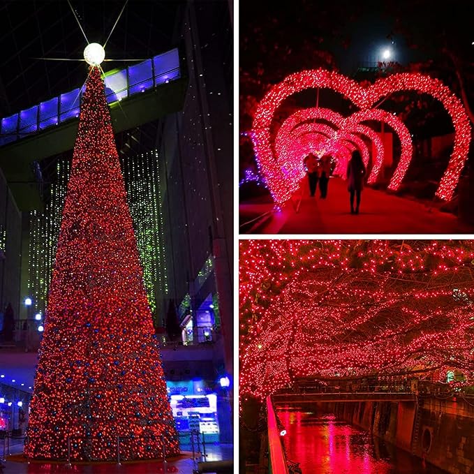 66Ft 200LED Fairy Lights Plug in, Waterproof String Lights Outdoor & Indoor 8 Modes with Timer, Valentines Light Bedroom Decor, Twinkle Light for Girl's Room Garden Christmas Decorations (Red)