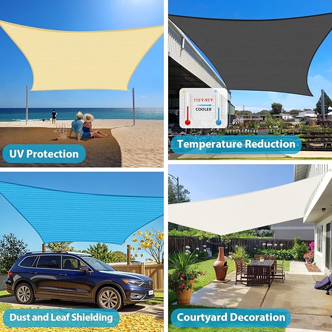 Amagenix Sun Shade Sail 8X24 Curved Edge Outdoor Shade Canopy Rust Red Breathable 95% UV Block Shade Cloth for Patio Garden Backyard (We Make Custom Size)