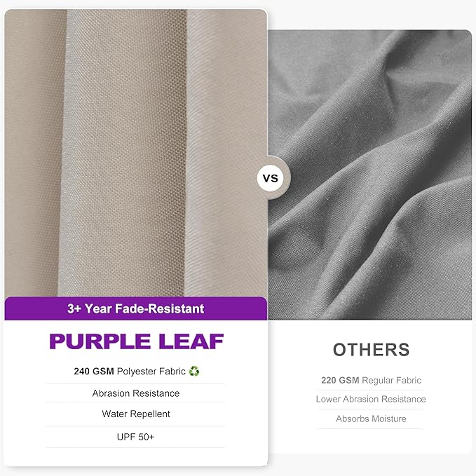 PURPLE LEAF 9.8' X 9.8' Tilting Patio Umbrella with Base Outdoor Cantilever Swivel Square Umbrella with Tilt Aluminum Offset Umbrella with 360-degree Rotation for Garden Deck Pool Patio Beige