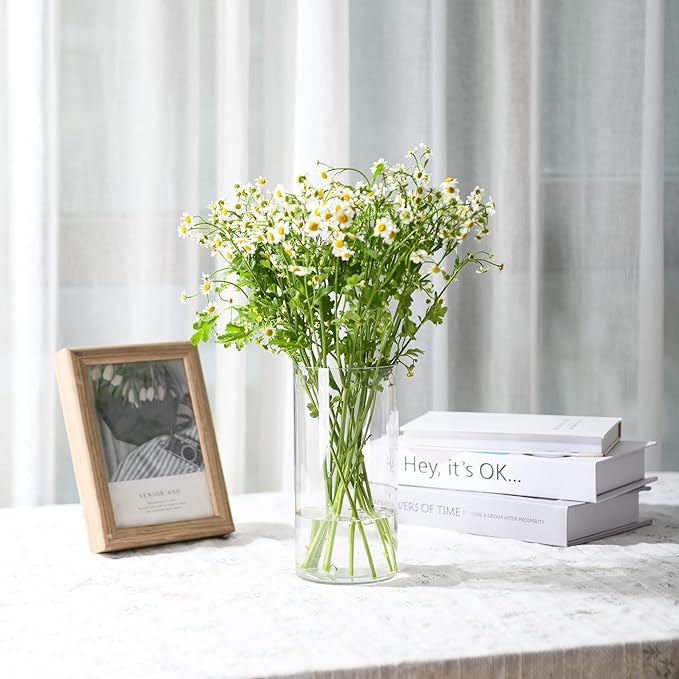 Clear Flower Vase, Non-breakable Vases, 5" W x 14" H, Acrylic Vase, Aesthetic Room Decor Cylindrical Modern Flower Vases for Table Centerpiece, Home Decor, Women Floral Arrangement Gift