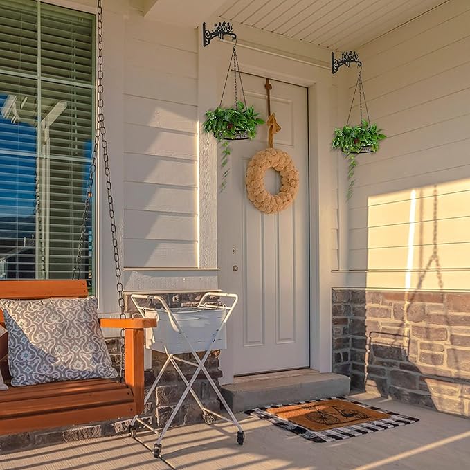 4-Pack Metal Hanging Planters for Outdoor Plants - Heavy Duty Hanging Baskets for Plants Outdoor with Chains and Long Hooks – Aesthetic Hanging Plant Holder for an Instant Indoor and Outdoor Decor