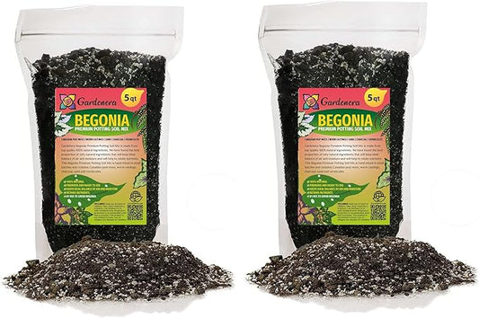 Begonia Plant Potting Soil - All-Natural Blend for Thriving Begonia Plants - Boosts Root Health and Enchanting Blooms - 10 Quart